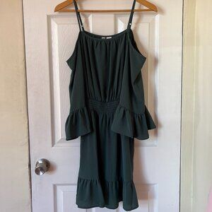 Divided H&M Green Cold Shoulder Mini Dress